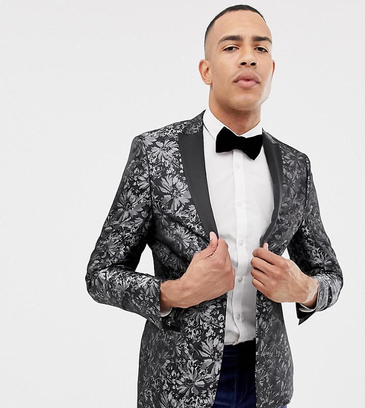 Jacamo Tall Jaquard Party Blazer In Gray - Gray