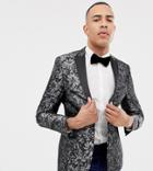 Jacamo Tall Jaquard Party Blazer In Gray - Gray