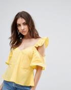 Influence Cold Shoulder Ruffle Shoulder Cami - Yellow