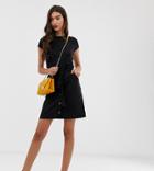 Brave Soul Tall Linzi Button Front Utility Skirt - Black