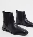 Asos Design Wide Fit Alyssa Leather Chelsea Boots In Black