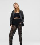 One Above Another Mom Pants In Lace Mesh-black