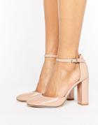 London Rebel Heeled Shoe With Detailed Ankle Strap - Beige