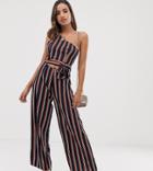 Parallel Lines One Shoulder Jumpsuit With Cut Out Detail In Stripe - Navy