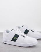 Lacoste Thrill Sneakers In White With Green Stripe