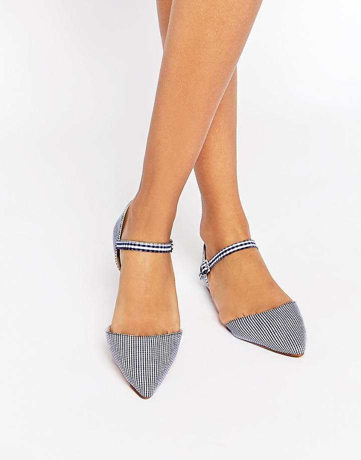 Asos Late Night Ballet Flats - Blue Gingham
