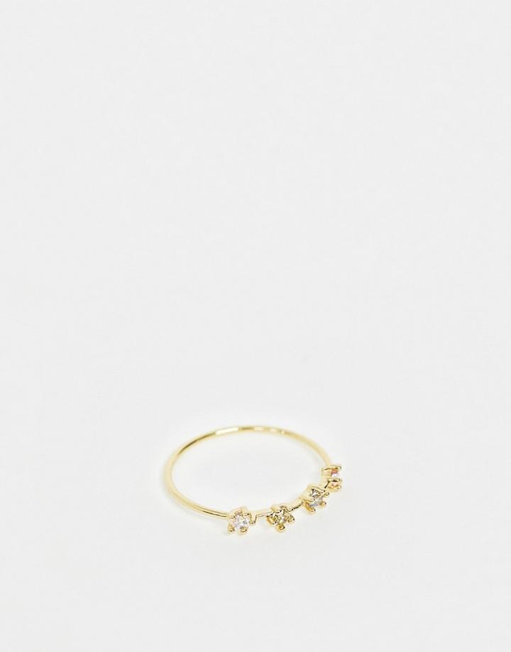 Reclaimed Vintage Inspired Gold Plated Ring With Constellation Stars - Gold