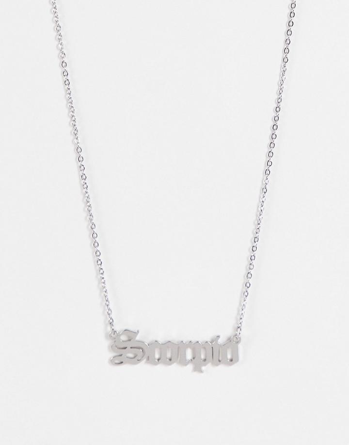 Designb London Scorpio Starsign Stainless Steel Necklace In Silver