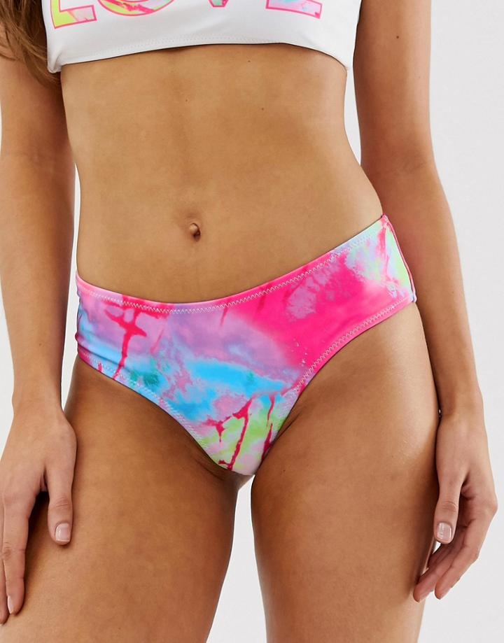 Brave Soul Tie Dye High Waisted Bikini Bottoms - Multi