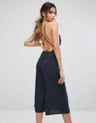 Unique21 Plunge Backless Cropped Jumpsuit - Navy