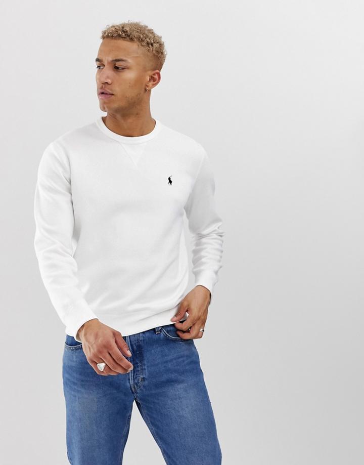 Polo Ralph Lauren Player Logo Double Tech Crew Neck Sweatshirt In White