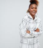 Monki Check Hoodie In Off White