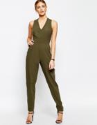 Love Tailored Cross Back Jumpsuit - Khaki