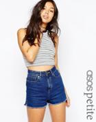 Asos Petite Top In Stripe Rib With Tipping Co-ord - Multi
