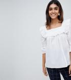 Influence Tall Square Neck Broderie Top - White