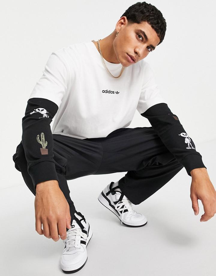 Adidas Originals 'area 33' Long Sleeve Overlay Top In White
