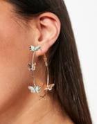 Asos Design Hoop Earrings In Large Butterfly Design In Gold