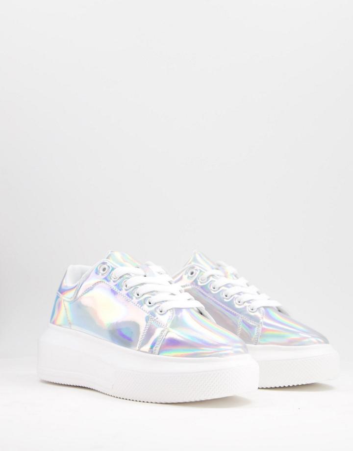 Asos Design Dorina Chunky Sole Sneakers In Silver