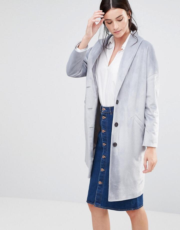 Helene Berman Ema Coat In Textured Gray - Gray