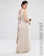 Tfnc Plus Wedding Wrap Front Maxi Dress With Wrap Skirt And Bow Back - Pink