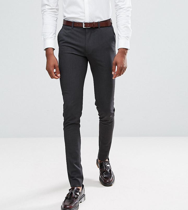 Asos Design Tall Super Skinny Smart Pants In Charcoal - Gray