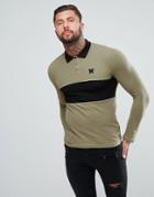 Good For Nothing Muscle Rugby Shirt In Khaki - Green