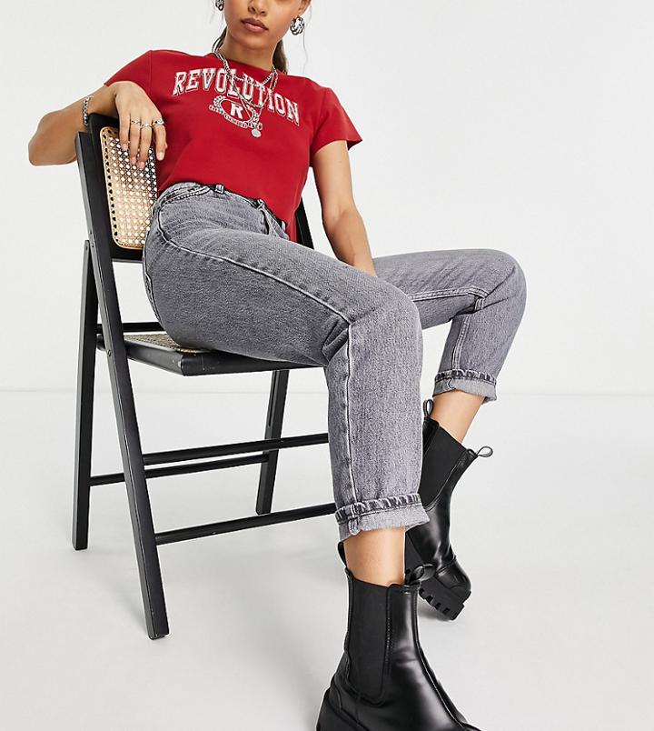 Topshop Petite Organic Cotton Gray Mom Jeans