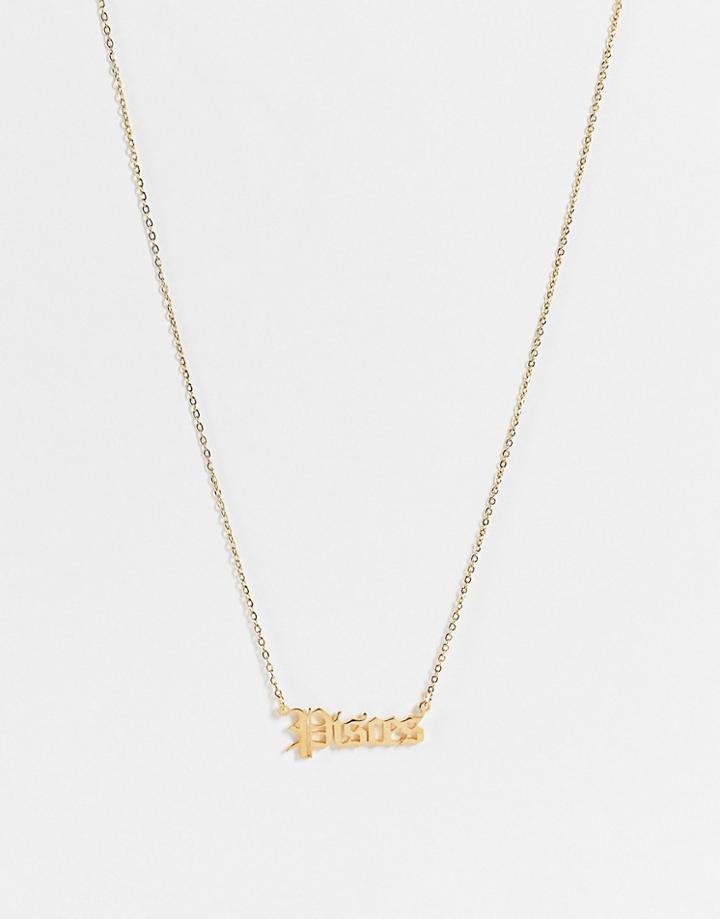 Designb London Pisces Starsign Necklace In Gold