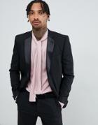 Asos Design Slim Tuxedo Suit Jacket In Black