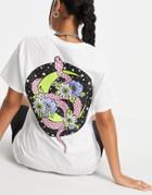 Hnr Ldn Oversized T-shirt With Snake Back Print In White