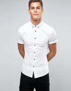 Asos Skinny Shirt In White With Contrast Buttons And Button Down Colla