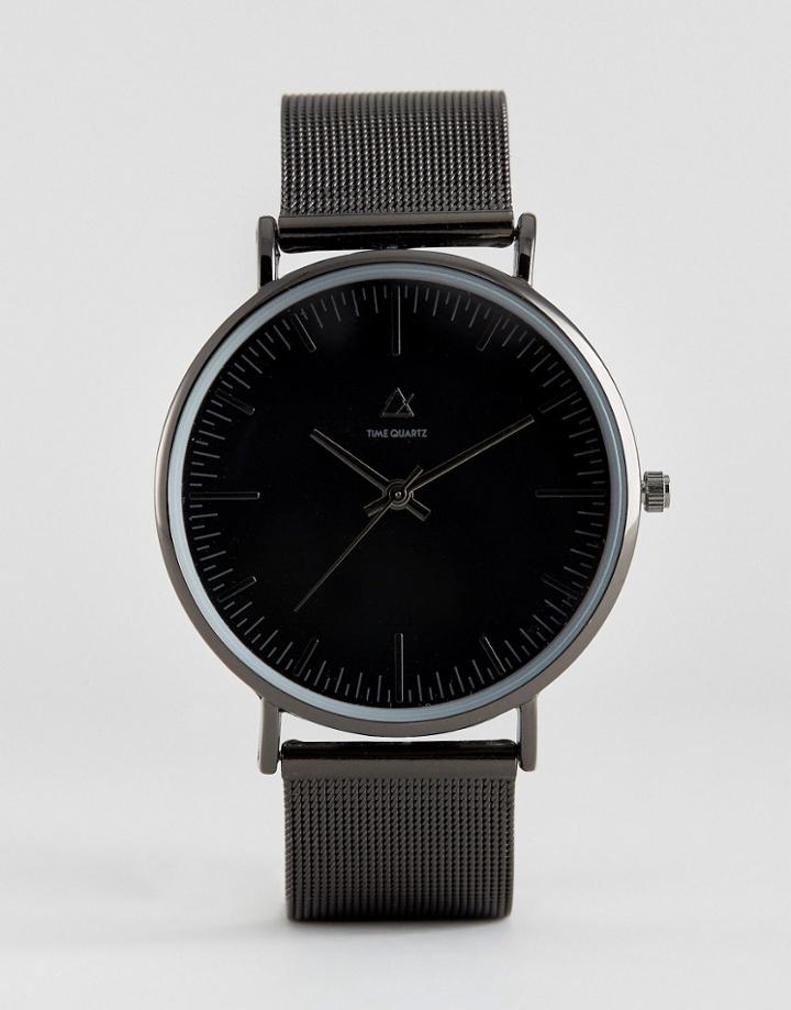 Asos Mesh Strap Watch In Black - Black