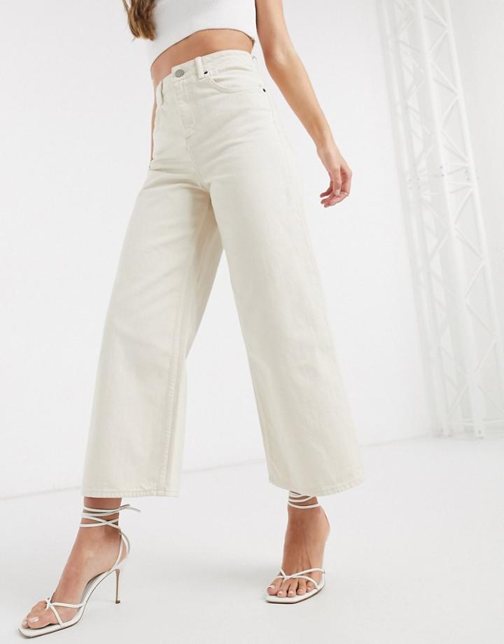 Asos Design Premium Wide Leg Jean In Ecru-purple