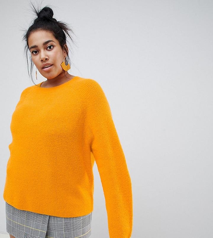 Asos Design Curve Fluffy Sweater In Rib - Yellow