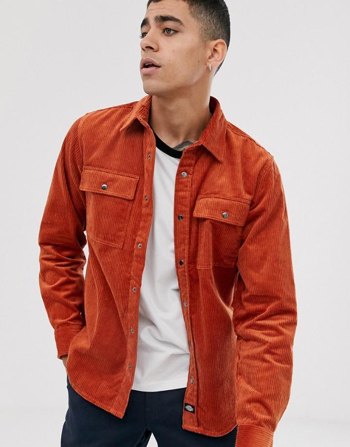 Dickies Ivel Cord Shirt In Rust Orange