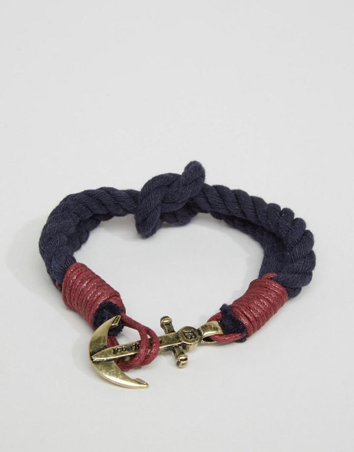 Icon Brand Anchor Woven Bracelet In Navy - Navy