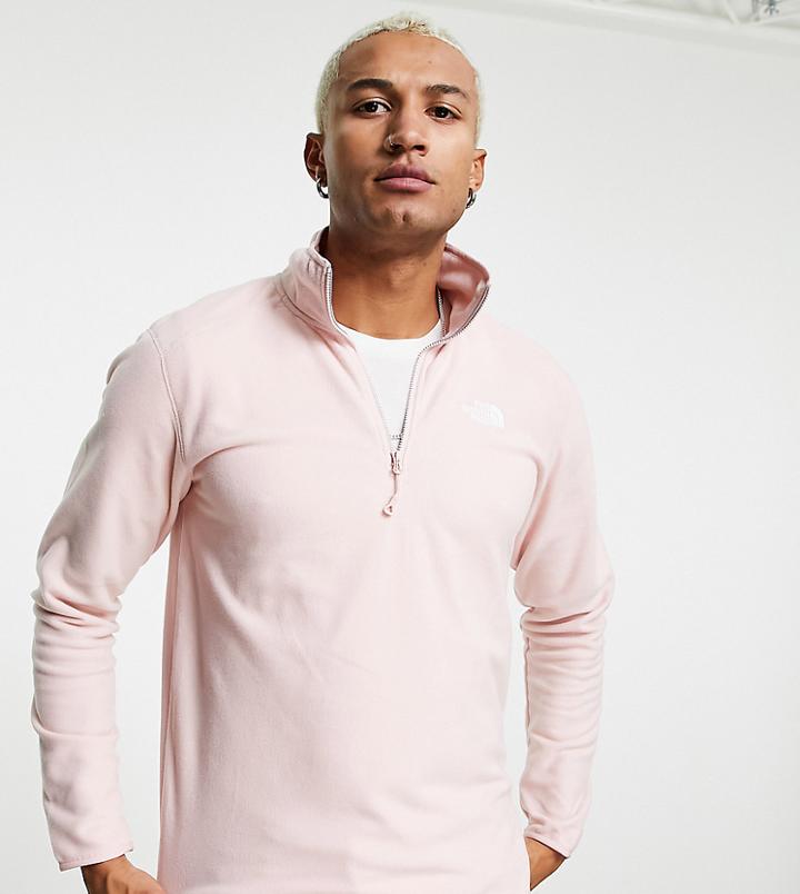 The North Face 100 Glacier 1/4 Zip Fleece In Pink Exclusive At Asos