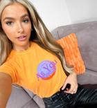 Asyou 90's Fitted Cropped T-shirt With Graphic In Bright Orange