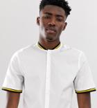 Asos Design Tall Skinny Fit White Shirt With Rib Collar And Cuffs - White