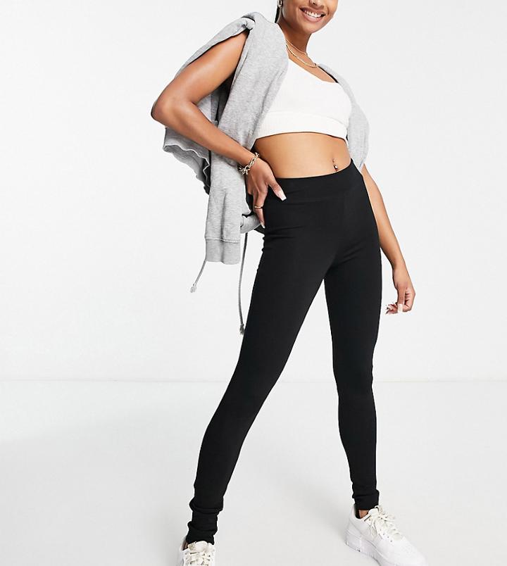 Topshop Petite Full Length Heavy Weight Legging With Deep Waistband In Black