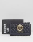 Love Moschino Quilted Fold Over Purse - Navy