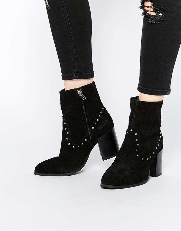 Asos Ramdon Suede Western Boots - Black Suede