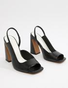 Asos Design Hinton Premium Leather Heeled Sandals - Black