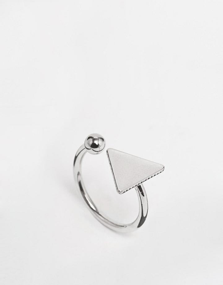 Asos Open Triangle Ball Ring - Silver