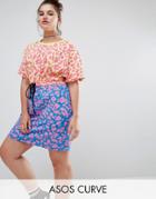 Asos Curve 80s Mini Dress In Contrast Leopard Print With Batwing Sleeve - Multi