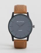 Bellfield Tan Watch With Round Black Dial - Brown
