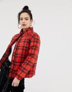 Daisy Street Padded Jacket In Check-multi