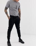 Asos Design Skinny Sweatpants In Black With Deep Rib Cuff - Black