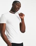 Asos Design Organic Blend Muscle Fit T-shirt With Crew Neck In White