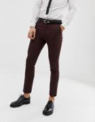 New Look Skinny Fit Suit Pants In Burgundy - Red